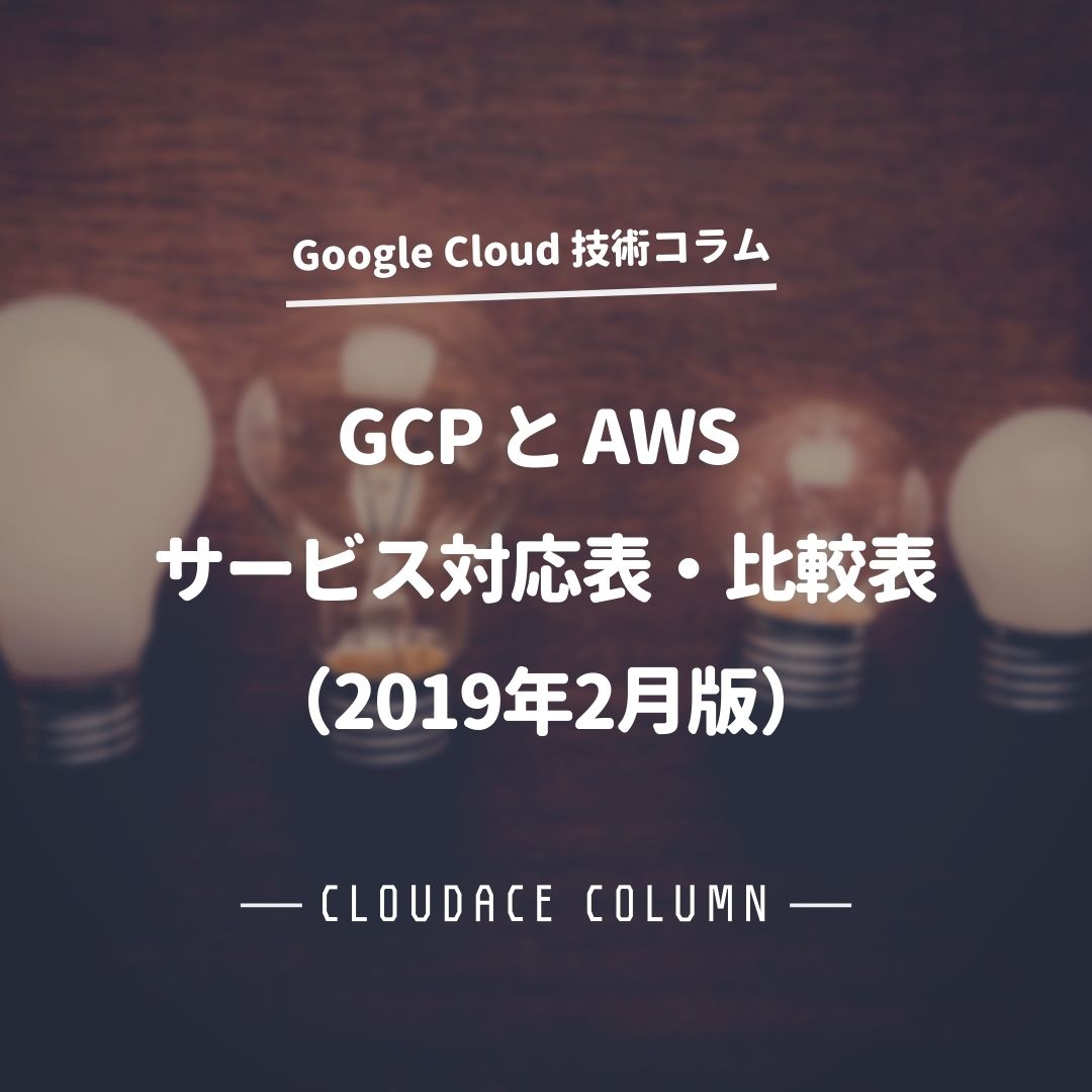 Gcp と Aws サービス対応表 比較表 2019年2月版 クラウドエース株式会社