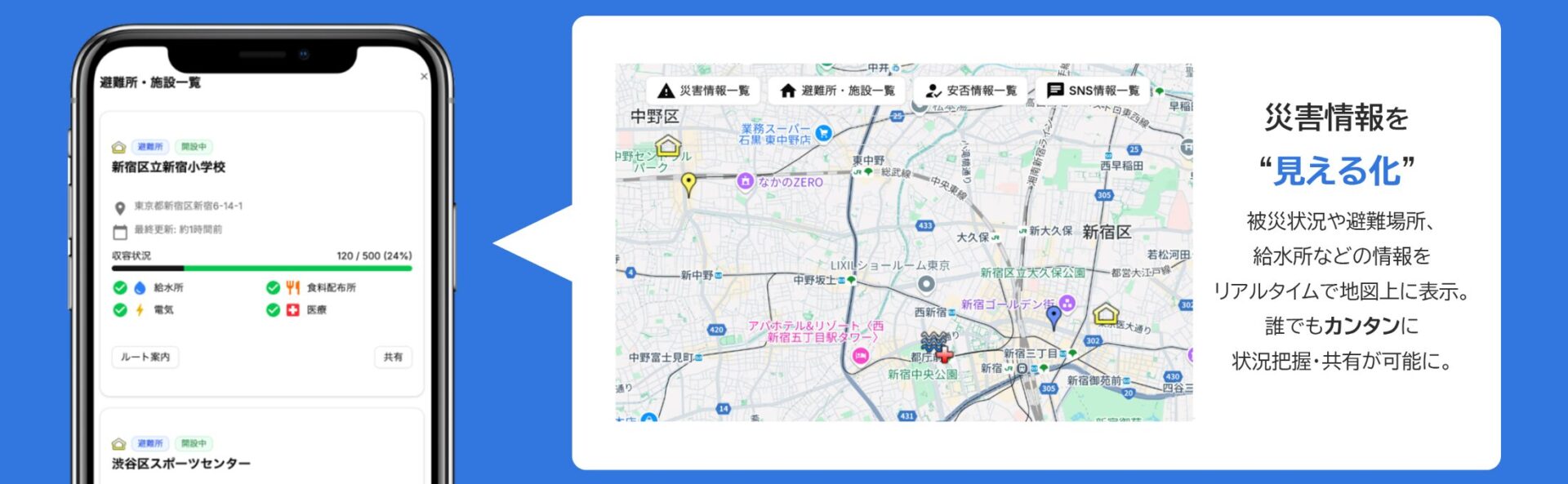 災害情報リアルタイム共有アプリケーションで地域に根差した災害対策を実現